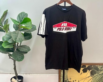 Vintage Polo Sport by Ralph Lauren T-shirt Size L Blue Big Logo