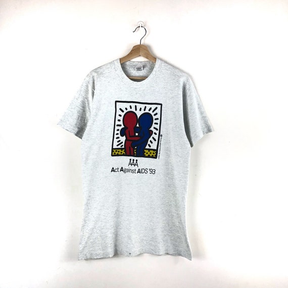 Vintage Keith Haring Shirt / Act Against Aids / Po