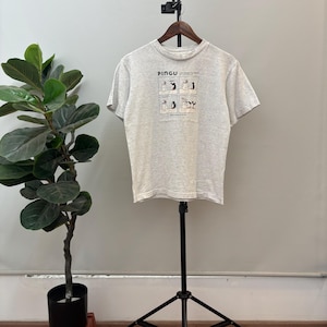 Vintage pingu-shirt jaren 90 / geanimeerde sitcom cartoon grijs T-shirt maat S~M