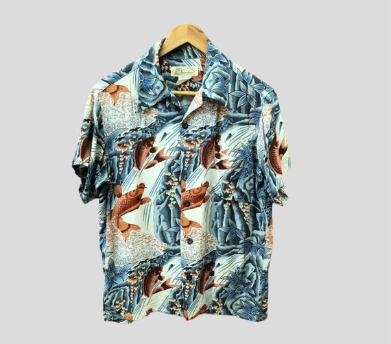 Vintage Hawaiian Shirt Rayon / Koi Fish Himahima Hawaii -  Canada