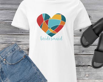 Bridesmaid Patchwork Heart Women’s basic softstyle t-shirt