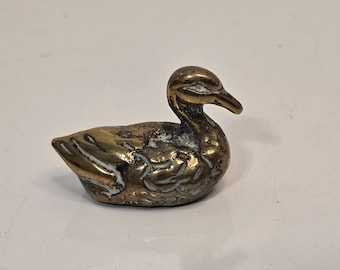 Vintage 1900's Solid Brass Duck 2 " Figurine