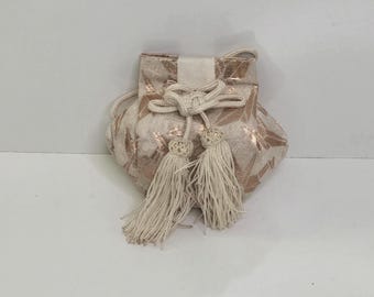 Vintage Japanese Kimono Purse Bag Sachet Ornament Handmade Silk Decoration Orizuru - Origami Crane Pattern