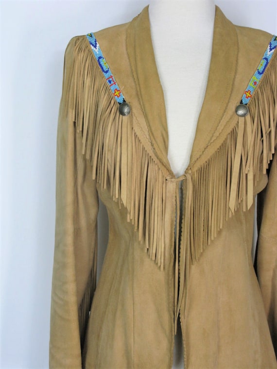 Vintage 70s/80s Char & Sher Suede Fringe Western … - image 2