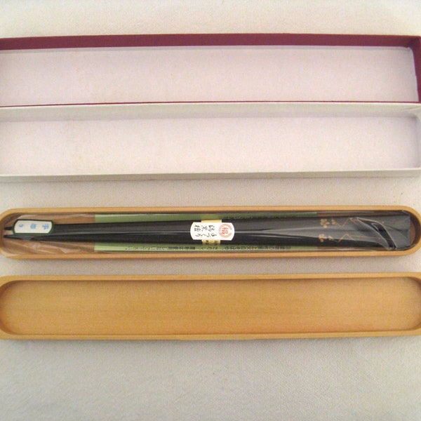 Laquered / Decorated Chopsticks in Bamboo Holder Box in Gift Box - Brand New Never Used