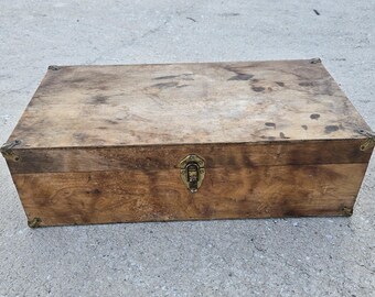 Vintage Wooden Toolbox Chest: Art Supply Storage, Display Piece (21x11x6.5)