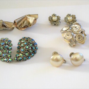Lot of 5 Vintage 1960&#39;s Clip-on Earrings including 925 Silver