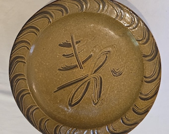 Vintage Japanese Earthen Stoneware Plate Large Heavy Round Platter 15" x 3"