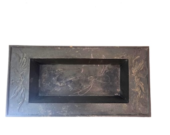 Japanese Nambu Tekki Cast Iron Tray: MCM Dragon & Phoenix Design