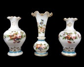 SPECIAL OFFER Combined Lot 3 Opal Crystal Baccarat Vases, Painted by Jean-Francois Robert France 1835-1845.