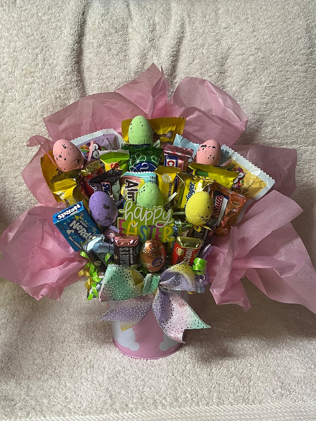 Easter Bunny Pail Candy Bouquet/easter Bunny Bouquet/easter Bunny Mini