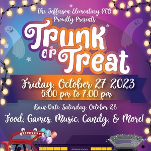 EDITABLE Trunk or Treat Flyer Template, Halloween Flyer, Instant Access, Halloween Flyer, PTO flyer, PTA flyer, Trunk or Treat