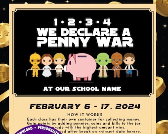 Editable, Penny War Fundraiser Flyer, School Fundraiser, Fundraising Template, We Declare a Penny War Flyer, School Event, PTA, PTO