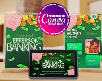 Editable School Banking Bundle, Banking Flyer, Banking Social Media, Banking Sign, Back to School, Banking Sign, Banking, PTA PTO Banking