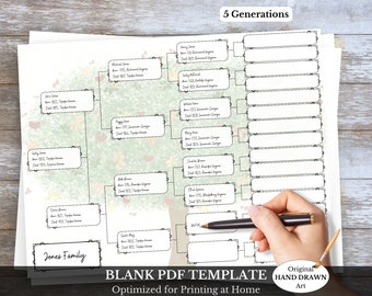 Family Tree PDF ~ 5 Generation ~ Optimized for Home Printing ~ PDF ARBOR