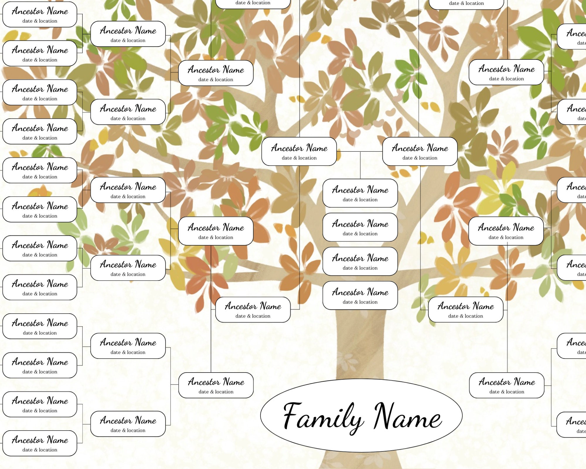7 Generation Family Tree Template Blank Ancestry Chart DIY Printable ...