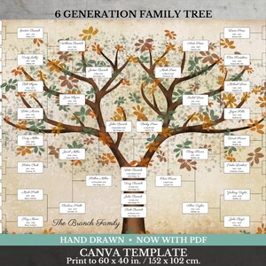 6 Generation Family Tree ~ Canva Template & PDF ~ LEEF