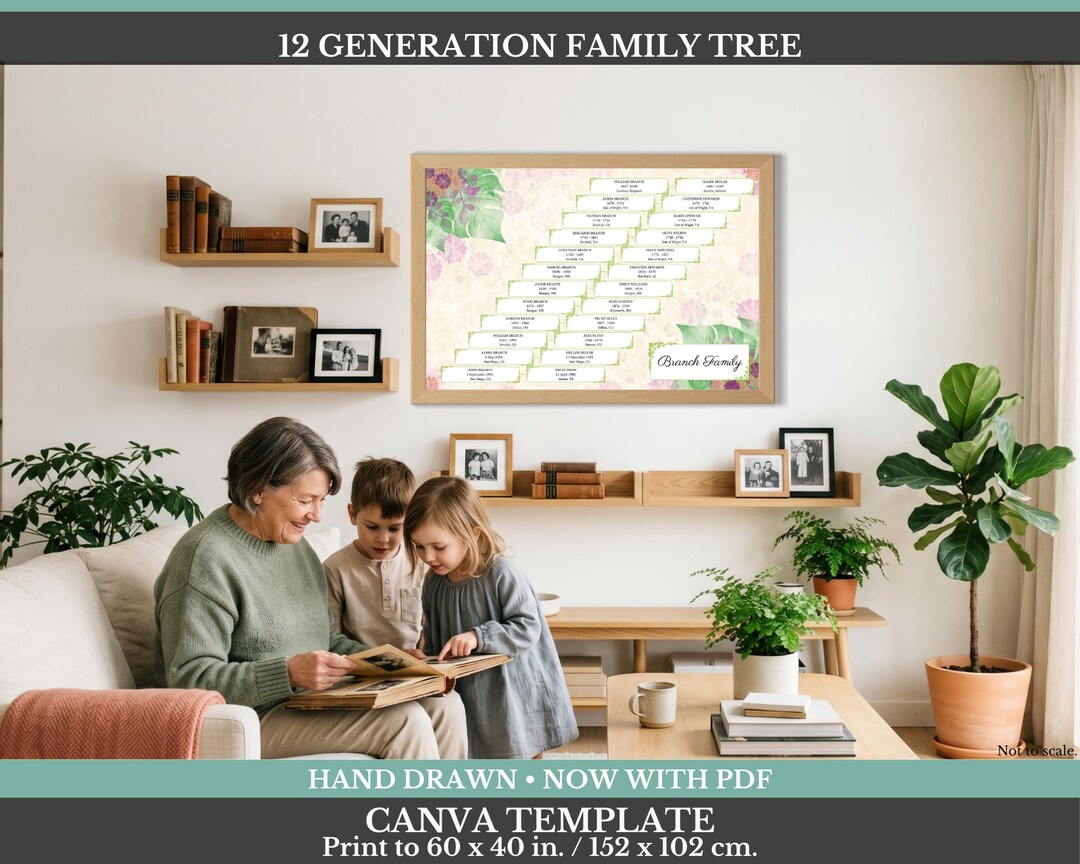 Buy 12 Generation Family Tree ~ DAR / SAR / Mayflower / Surname ~ Canva ...