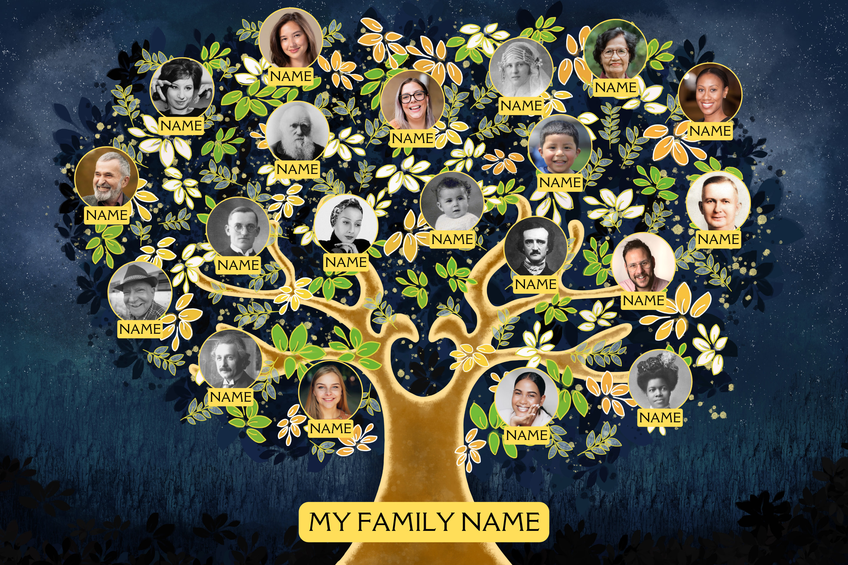 Family Tree Photo Collage Digital Download Edit in Canva Ancestor