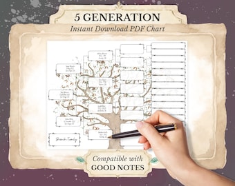 Genealogische stamboom in PDF-formaat ~ Compatibel met GoodNotes ~ Stamboomoverzicht ~ ELDO