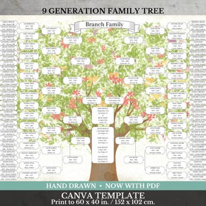 9 Generation Family Tree ~ Canva Template & PDF ~ SOMERO
