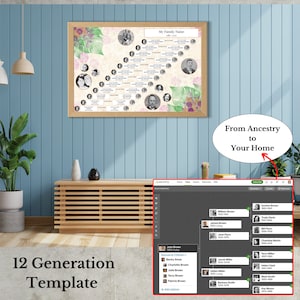 Family Tree Surname Chart ~ 12 Generation Genealogy Pedigree ~ Ancestry Template ~ DU