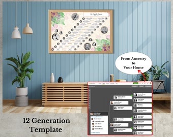 Family Tree Surname Chart ~ 12 Generation Genealogy Pedigree ~ Ancestry Template ~ DU