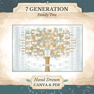 7 Generation Family Tree ~ Canva Template & Printable PDF ~ HOYA