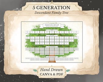 Family Reunion 5 Generation Family Tree ~ Descendant Chart ~ Canva Template ~ SUMMERS-5