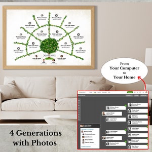 Photo Family Tree Fan Chart ~ 4 Generations ~ DIY Genealogy ~ Blank Canva Template ~ FAN4PHOTO