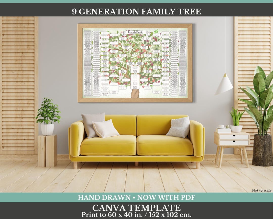 9 Generation Family Tree ~ Canva Template & PDF ~ DERRY - Etsy