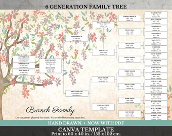 6 Generation Family Tree ~ Canva Template & PDF ~ TELLO