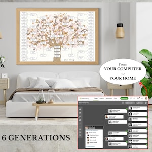 Digital Family Tree Template ~ 6 Generations ~ Editable in Canva ~ FLORA