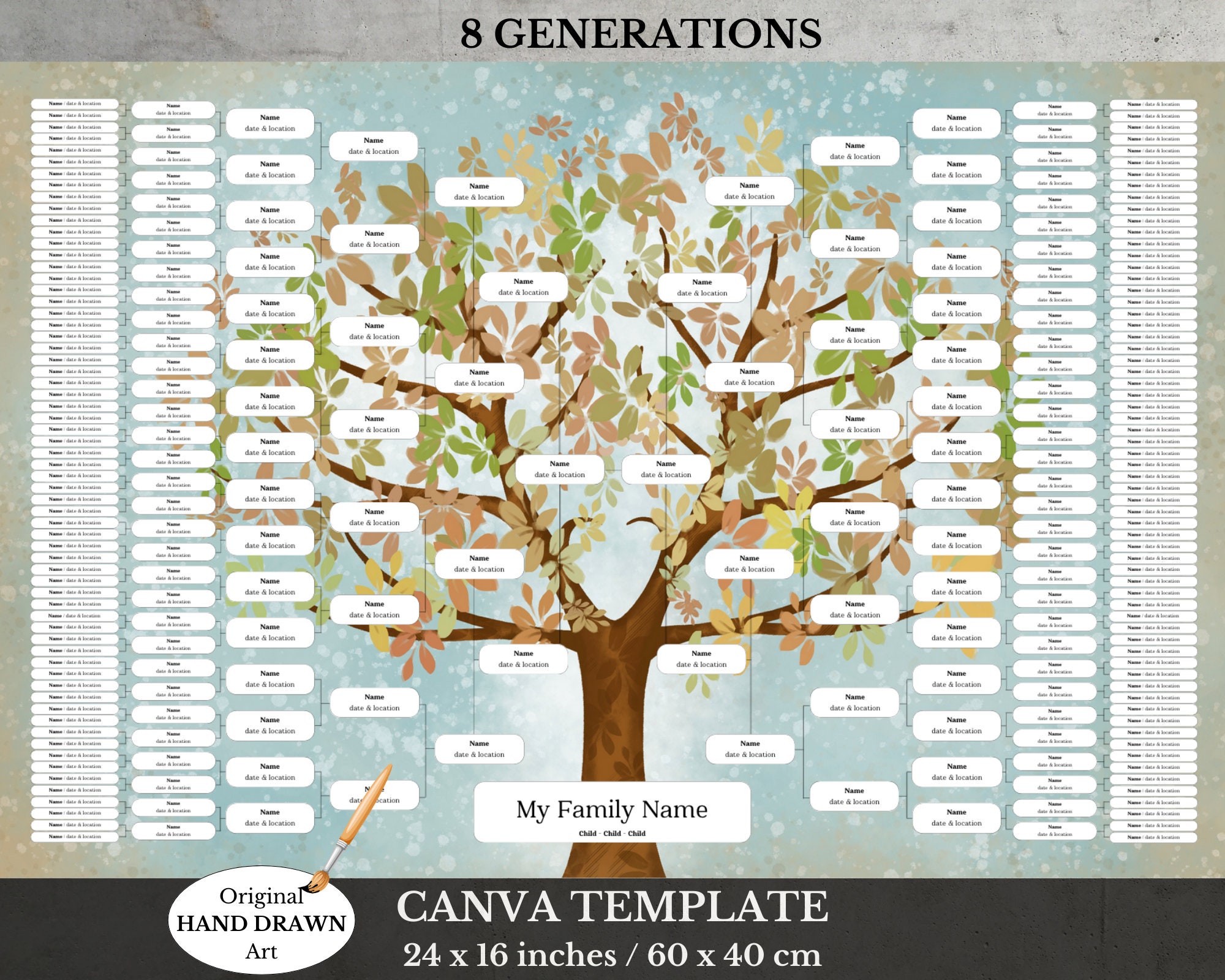 8 Generation Family Tree Editable With Canva Genealogy Etsy 8 Generation Family Tree Editable With Canva Genealogy Etsy