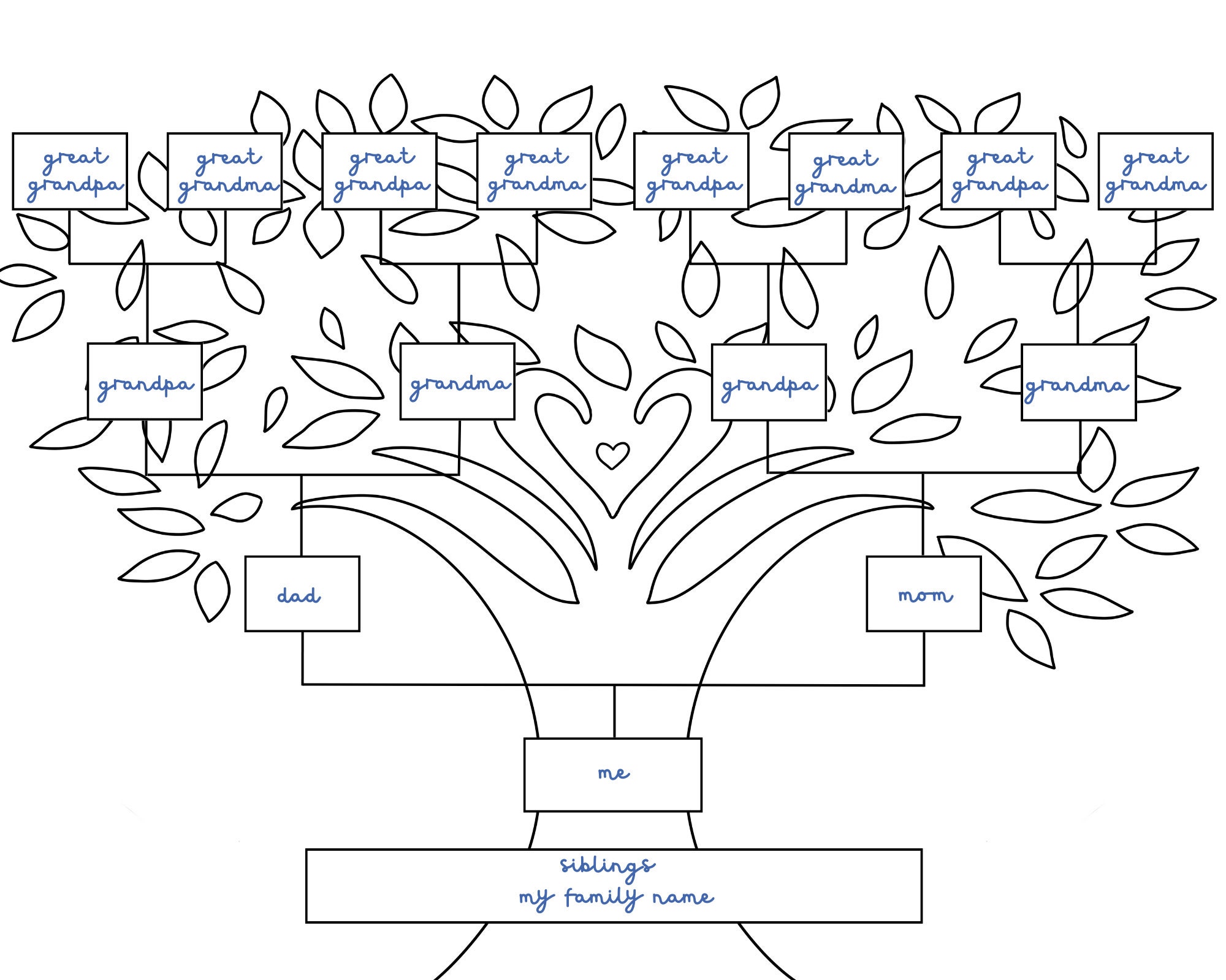 Printable Family Tree Coloring Page Vacation Activity - Etsy UK
