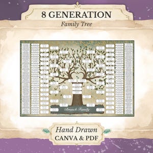 8 Generation Family Tree ~ Canva Template & PDF ~ TUTIO
