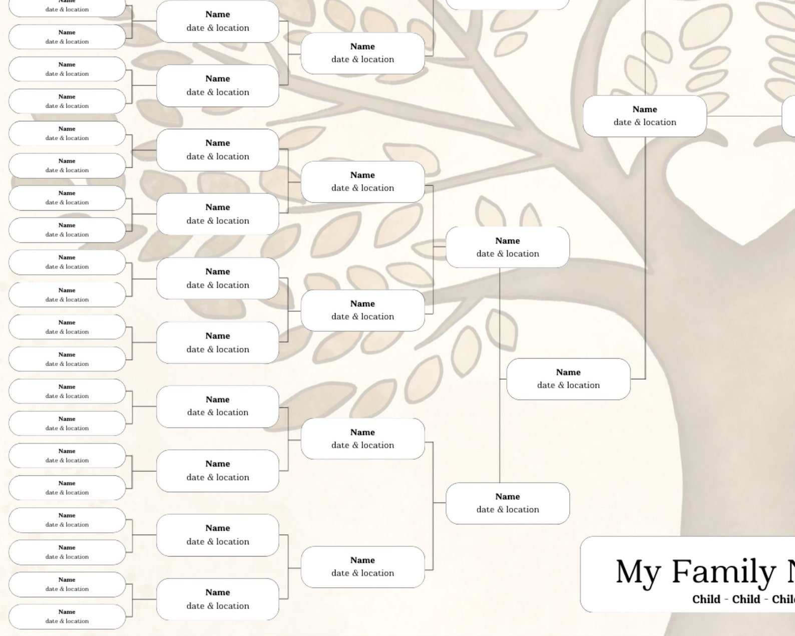 7 Generation Family Tree Pedigree Blank Ancestry Chart DIY Printable ...