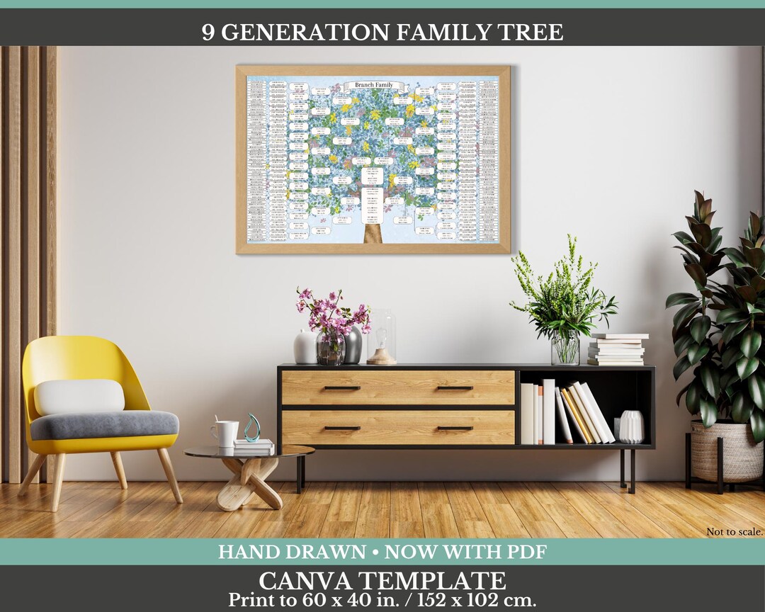 9 Generation Family Tree ~ Canva Template & PDF ~ AZULIO - Etsy Australia