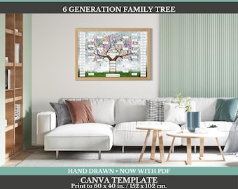 6 Generation Family Tree ~ Canva Template & PDF ~ MIEL