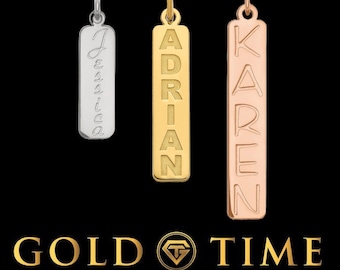 Custom Engraved Vertical Bar Pendant, Sterling Silver or Gold