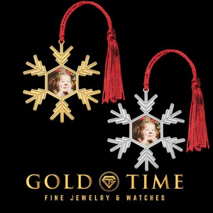 Personalized Snowflake Photo Ornament - Christmas, Winter, Gift, Custom, Image, Heirloom - 925 Silver or Gold Plated Silver