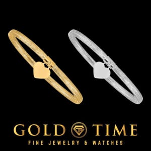 14k Gold Woven Mesh Heart Charm Bracelet for Women - Personalized Slip-On Stretch Bangle Bracelet