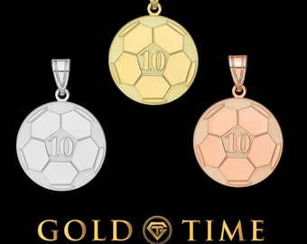 Colgante de número de fútbol personalizado – Nombre grabado personalizado – Plata de ley, oro u oro rosa – Joyería deportiva para atletas y aficionados