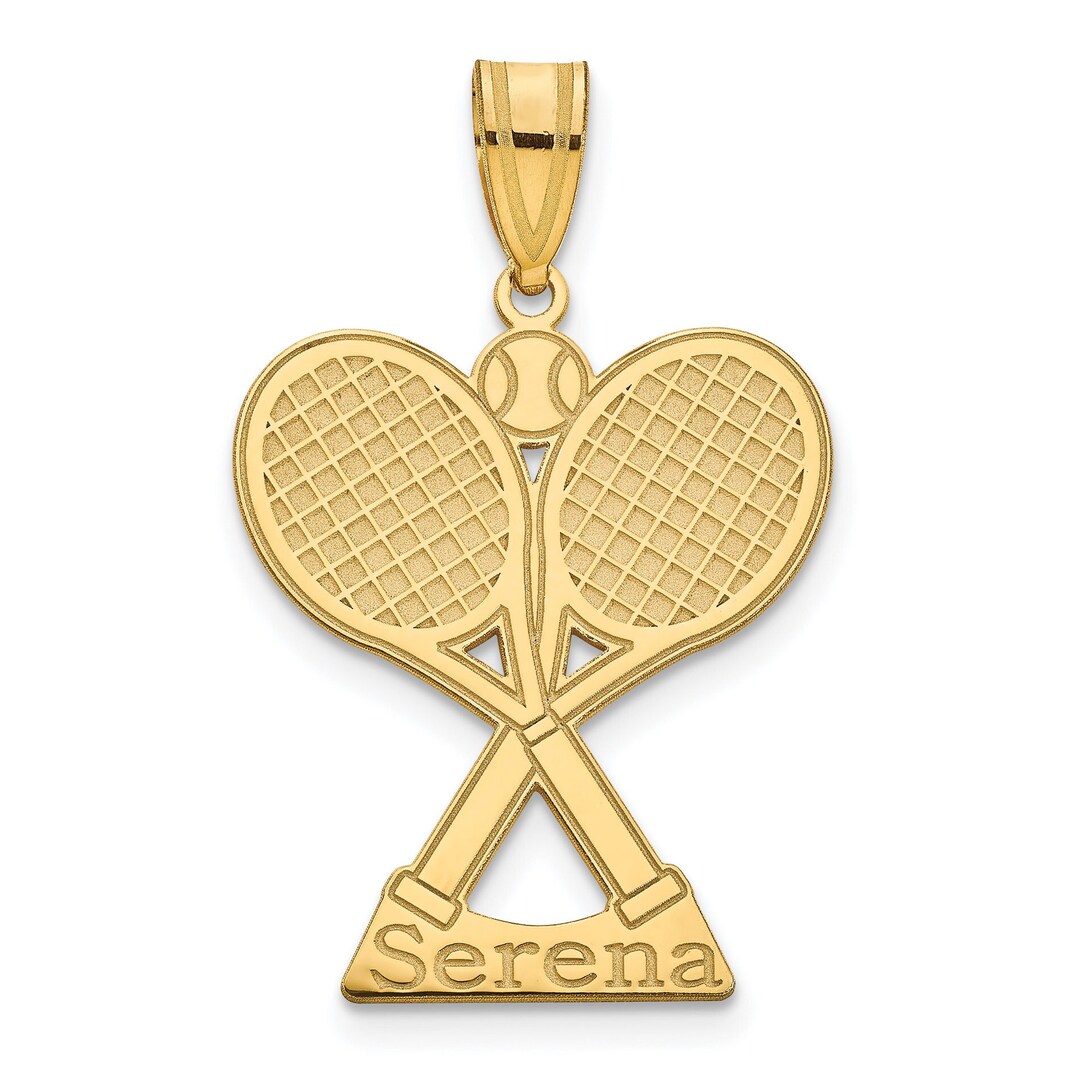 Personalized Tennis Racket Racquet & Name Pendant Polished Etsy