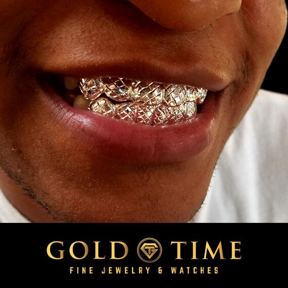 Custom Diamond Box Cut Design Grillz Top bottom set Available in