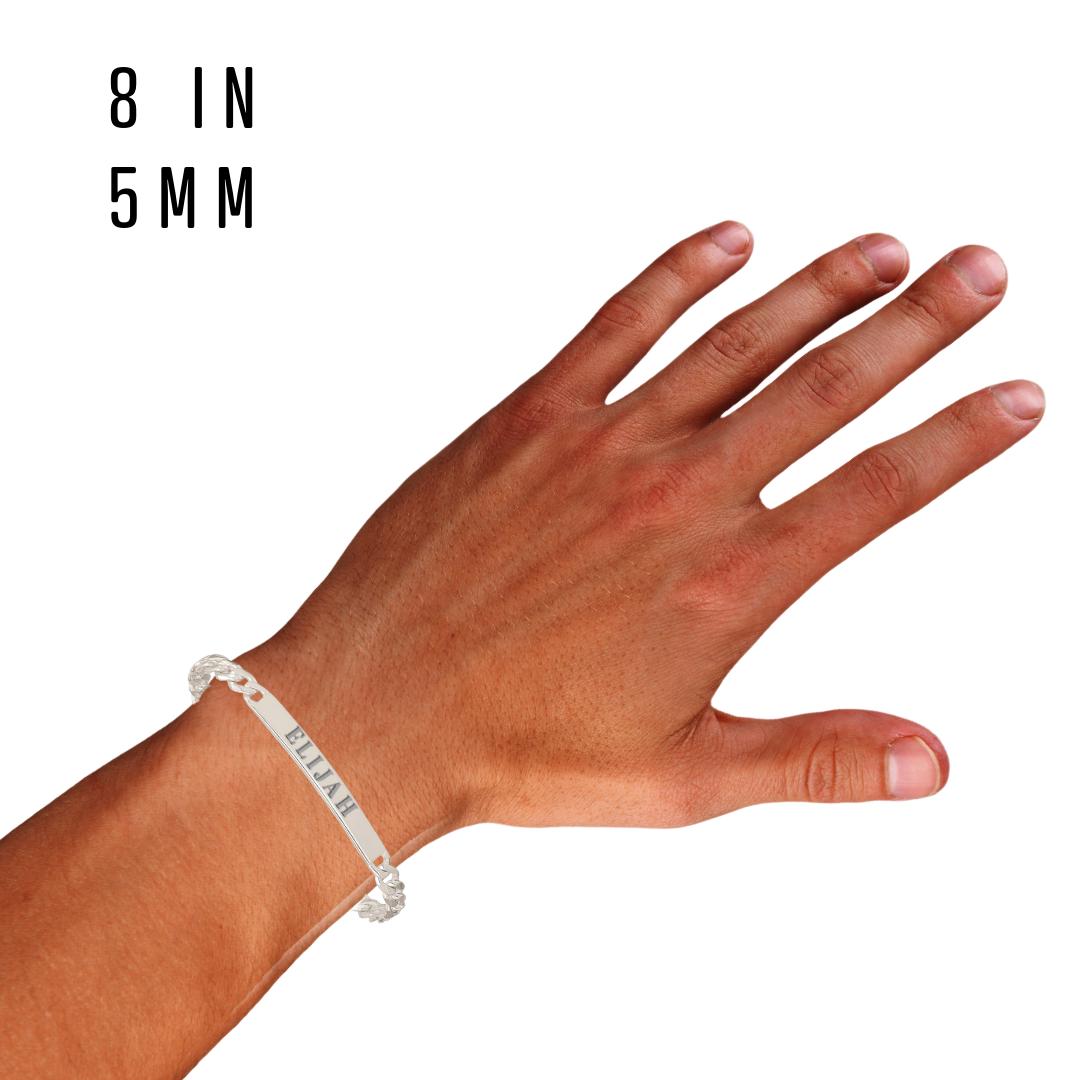 Men's Sterling Silver Curb Link ID Bracelet | Personalized Name