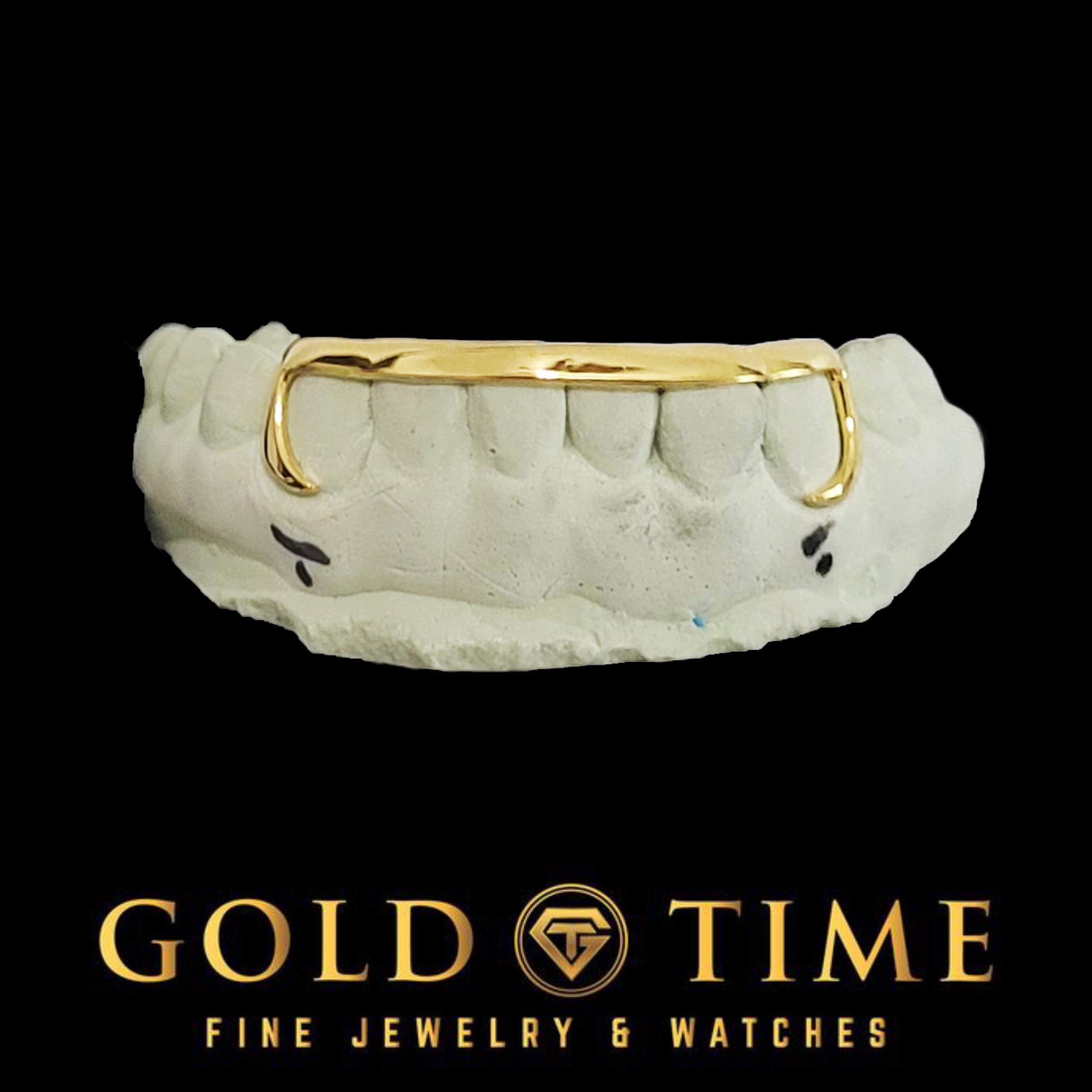 Custom 6-Piece Grillz with Solid Tips & J-Hook Canines – Gold, Silver, or 10k/14k Options – Includes Impression Kit – Fully Customizable
