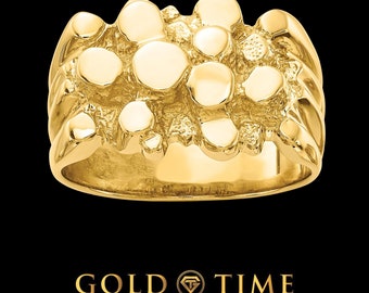 Solid Gold Men's Nugget Ring - 10k, 14k, 18k Gold