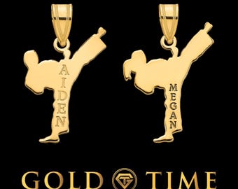 Gepersonaliseerde karate trap hanger – Gegraveerde vechtsport ketting