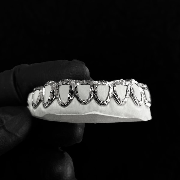 Custom Trillion Cut Diamond-Cut Open Face Grillz Top/Bottom/Set in 8k/10k/14k/Sterling Silver available in Yellorw/White/Rose Gold or Silve